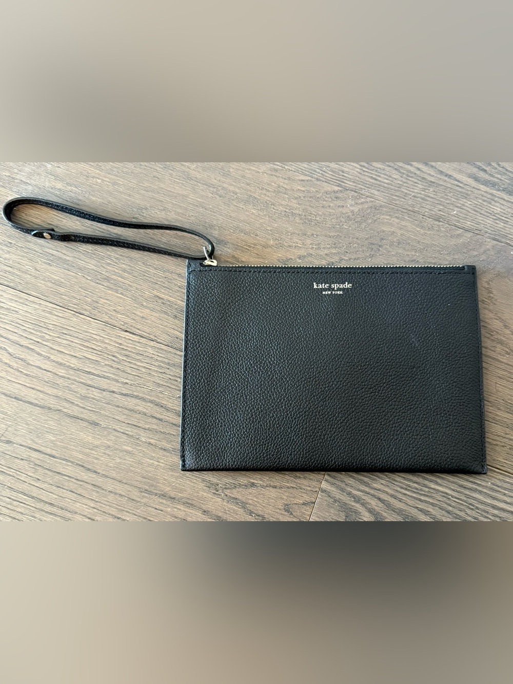 Kate Spade Black Pebbled Leather Wristlet Pouch Clutch